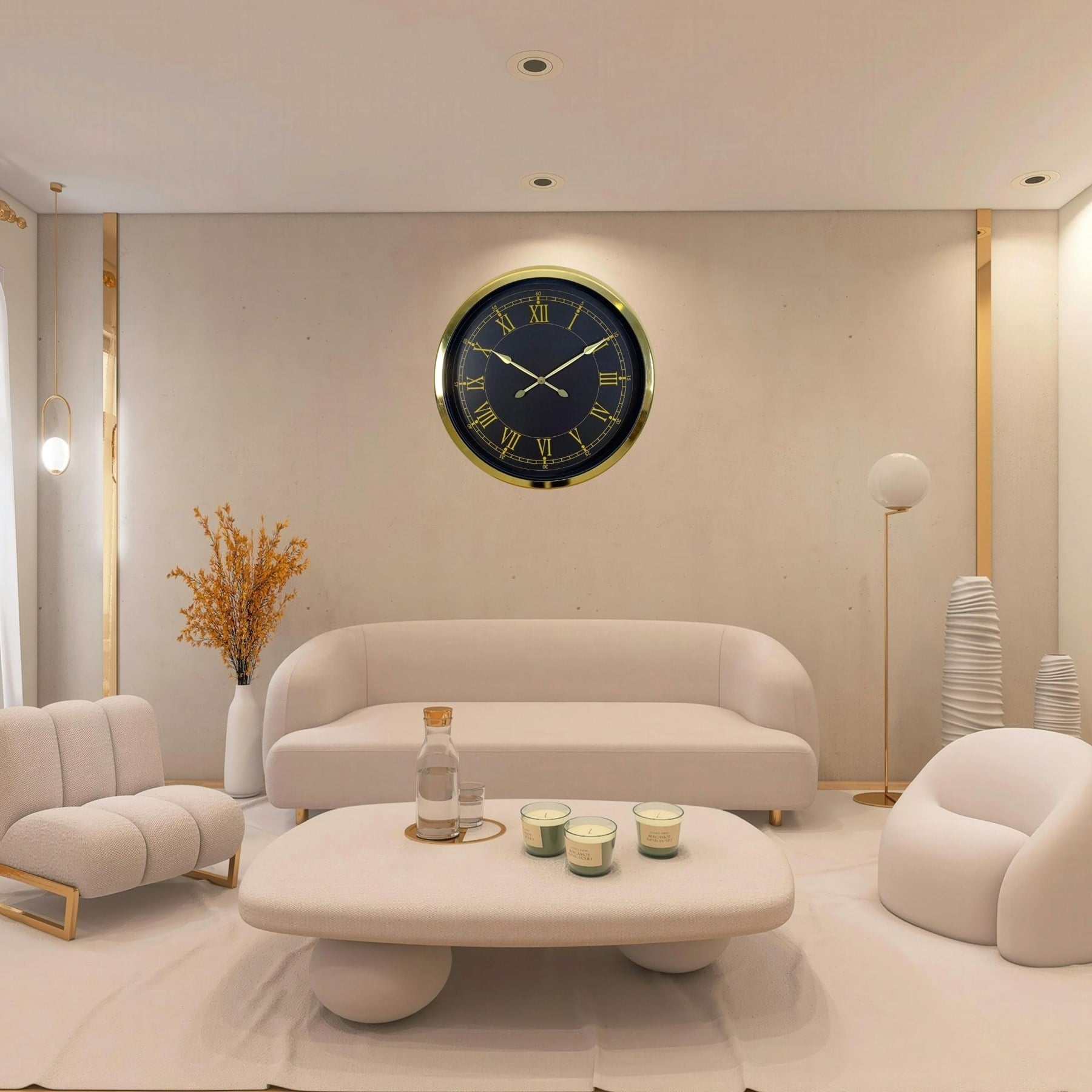 Gold Prestij Roma 60 x 60 Cm Metal Duvar Saati