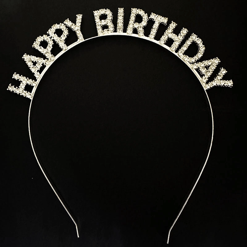 Gümüş Kristal Taşlı Happy Birthday Doğum Günü Tacı İthal Ürün A Kalite 17x16 Cm Bx40