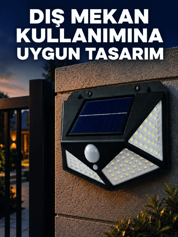 Güneş Enerjisi ile Şarj Olan Hareket Sensörlü 3 Modlu LED Dış Mekan Duvar Aydınlatması
