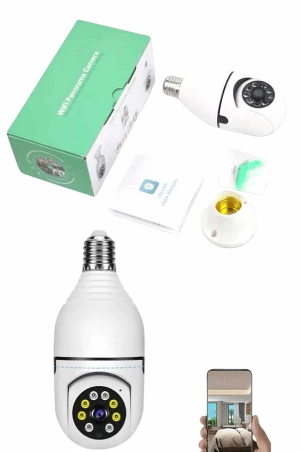 Güvenlik Kamerası Wi-Fi Özellikli 360 Derece Full Hd 1080p Ampül Kamera
