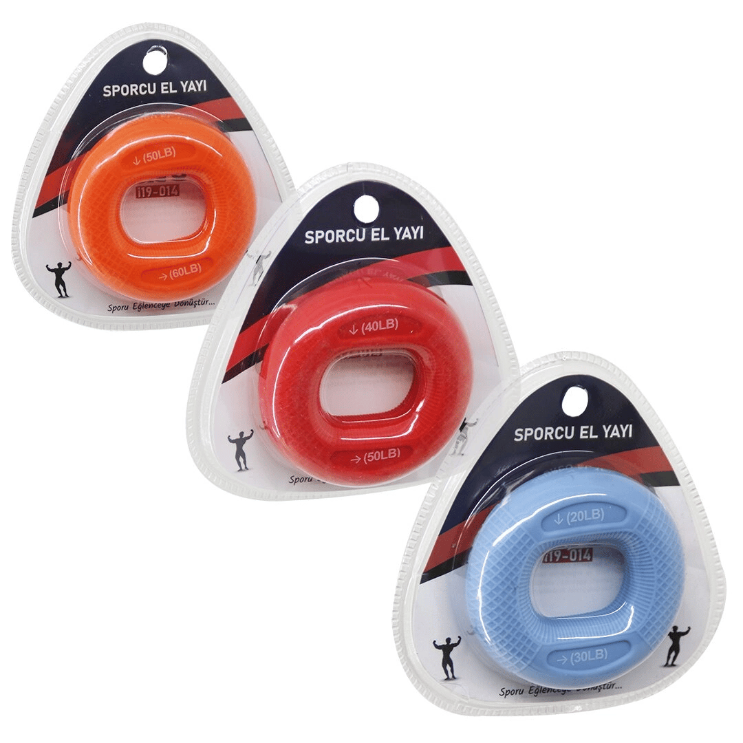 Halka Model Renkli Sporcu Silikon El Yayı Çift Kullanım = 20-30lbs - 40-50lbs - 50-60lbs Bx40