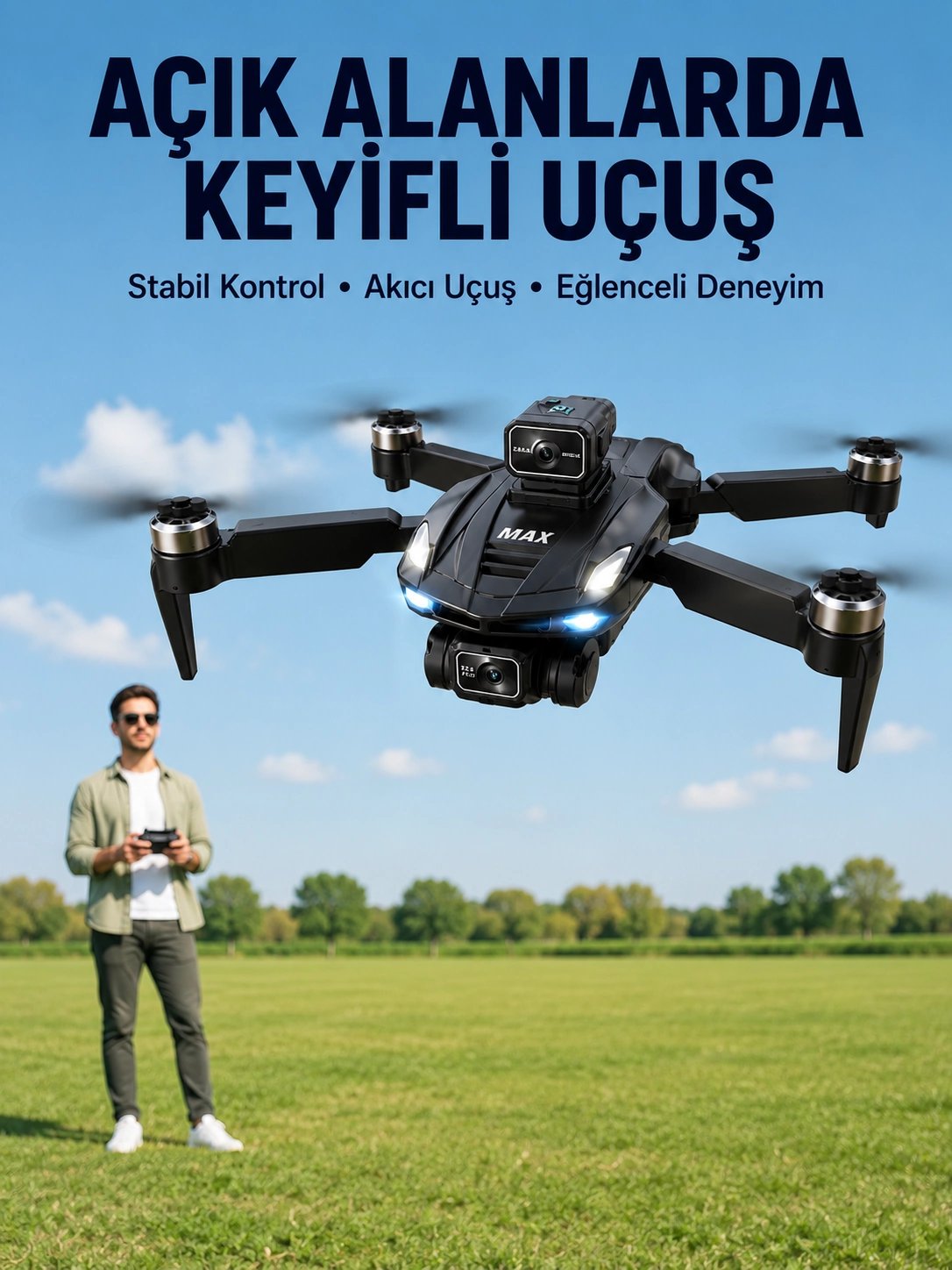 Havadan Çekim İçin Çift Kameralı Kompakt ve Kolay Taşınabilir Drone