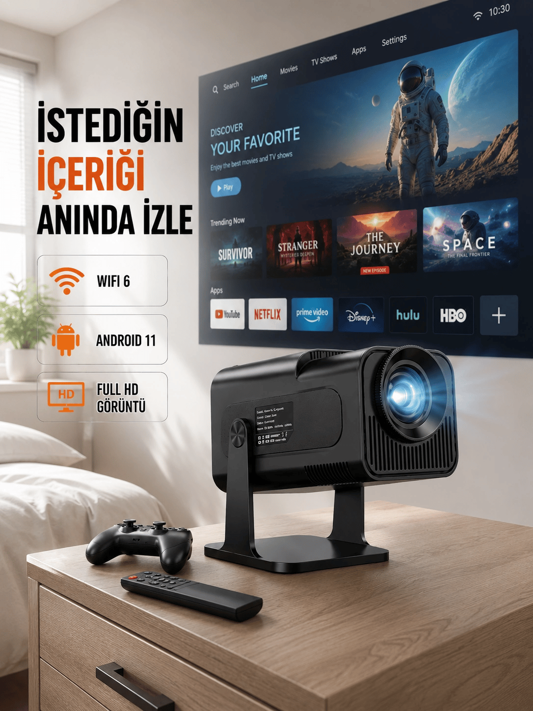 HCS350pro 1080P Full HD Taşınabilir Android Projektör Yeni Nesil