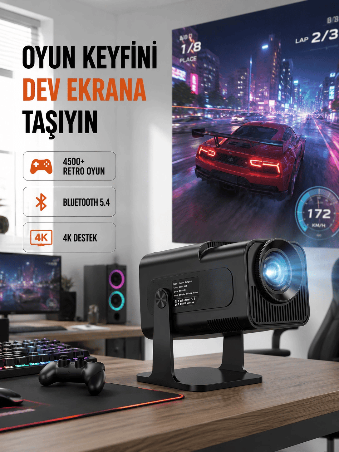 HCS350pro Android 11 İşletim Sistemli Mini Projektör Yeni Nesil