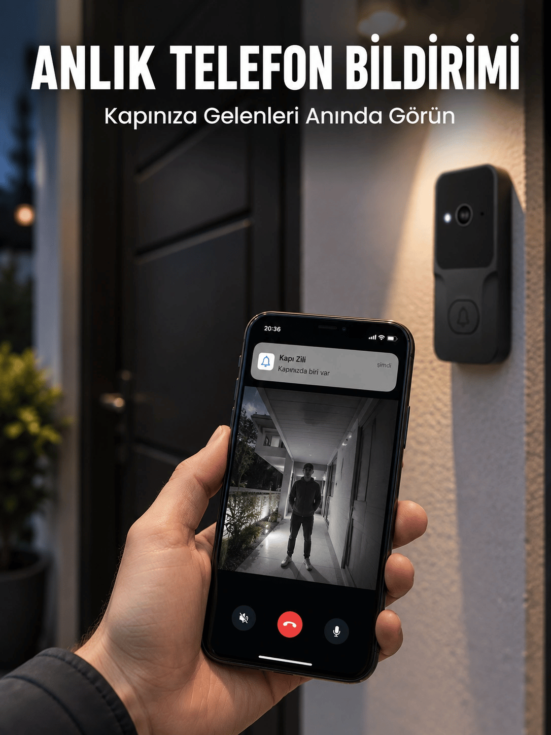 HD Kameralı Akıllı Kapı Zili | Çift Yönlü Sesli Wi-Fi Görüntülü Kapı Zili