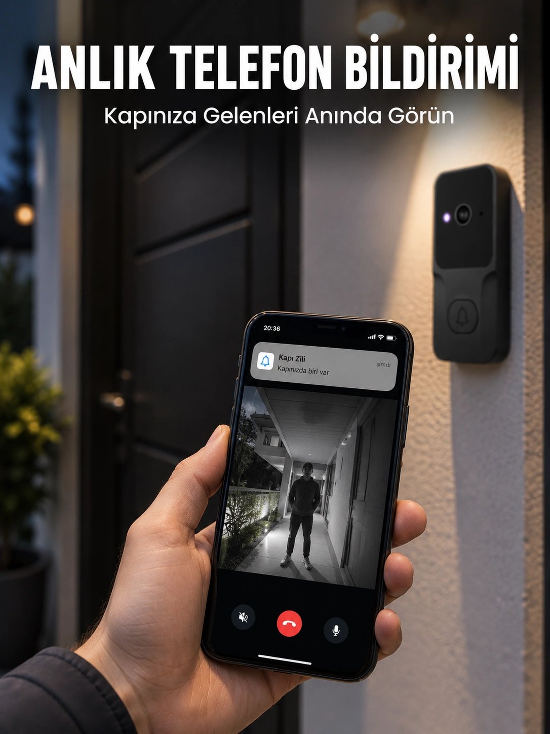 HD Kameralı Akıllı Kapı Zili | Çift Yönlü Sesli Wi-Fi Görüntülü Kapı Zili