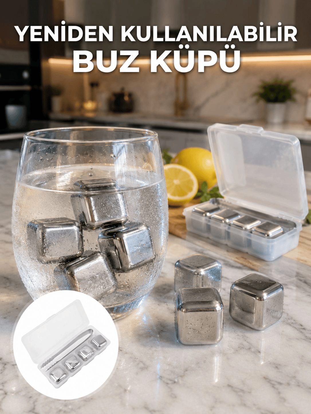 Hızlı Soğutma Özellikli Paslanmaz Metal Buz Küpü Takımı Yeni Nesil