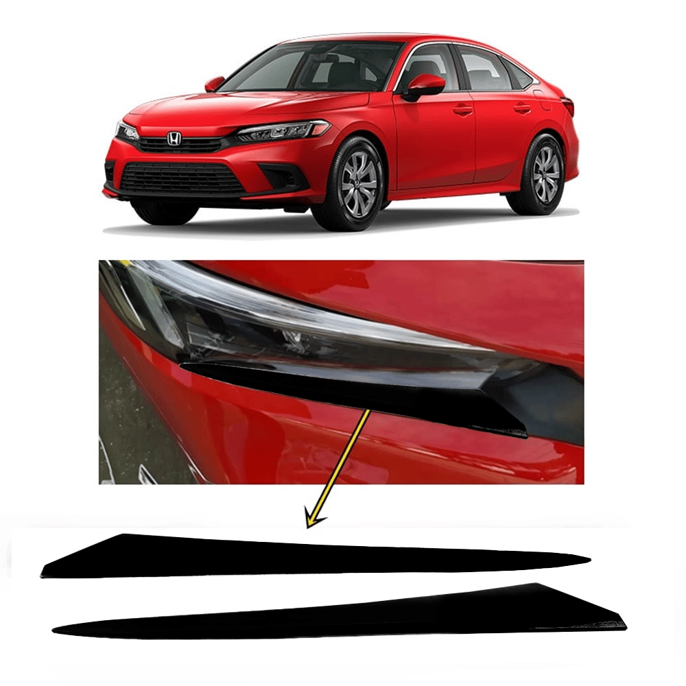Honda Civic FE1 2022 ve Sonrası Far Altı Kaşı Çıtası Piyano Black 2 Parça