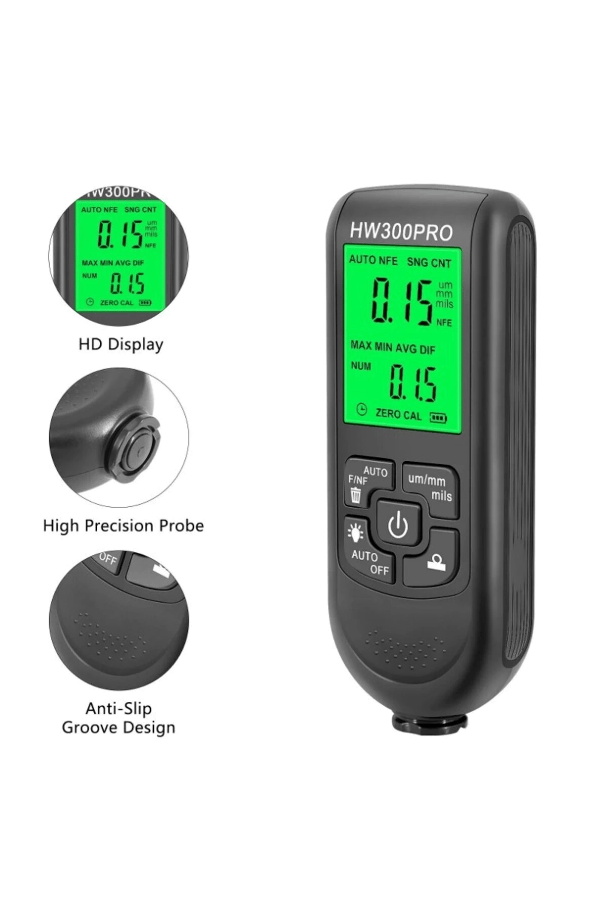 HW-300PRO Araba Boyası Film Otomatik Kalınlık Ölçer 0-2000UM Fe & NFe Kaplama Kalınlık Test Cihazı M