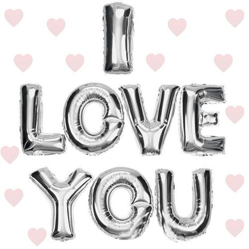 I Love You Folyo Balon Gümüş Renk 35 Cm Bx40