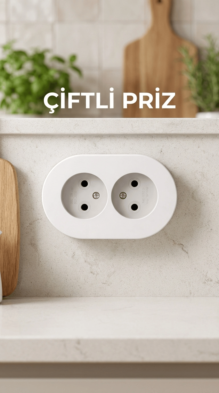 İkili Beyaz Topraklı Sıva Üstü Priz - Modern Elektrik Çiftli Priz