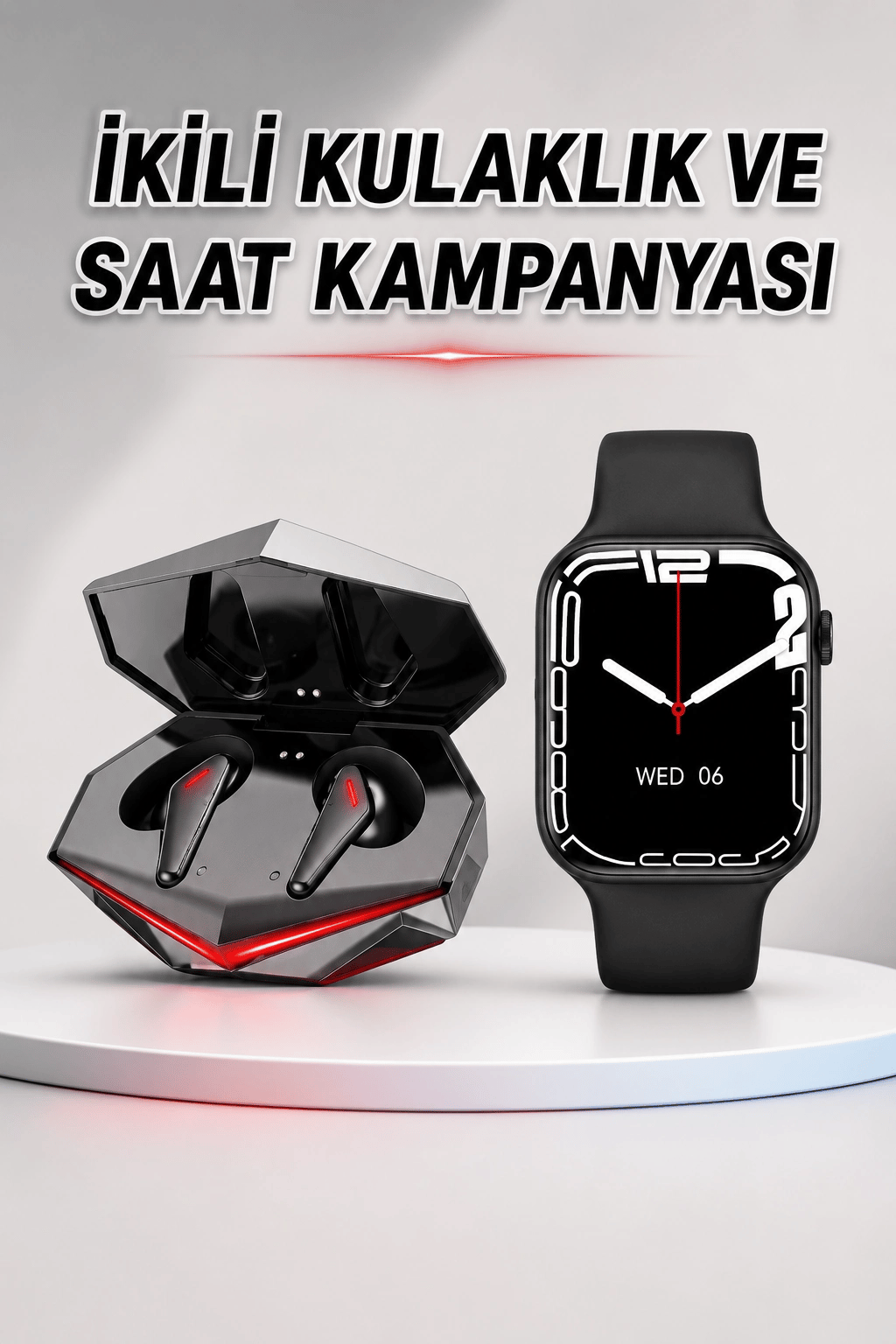 İkili Set Dev Kampanya Ucuz Kulaklık Ucuz Akıllı Saat Gürültü Önleyici Uzun Pil Ömrü