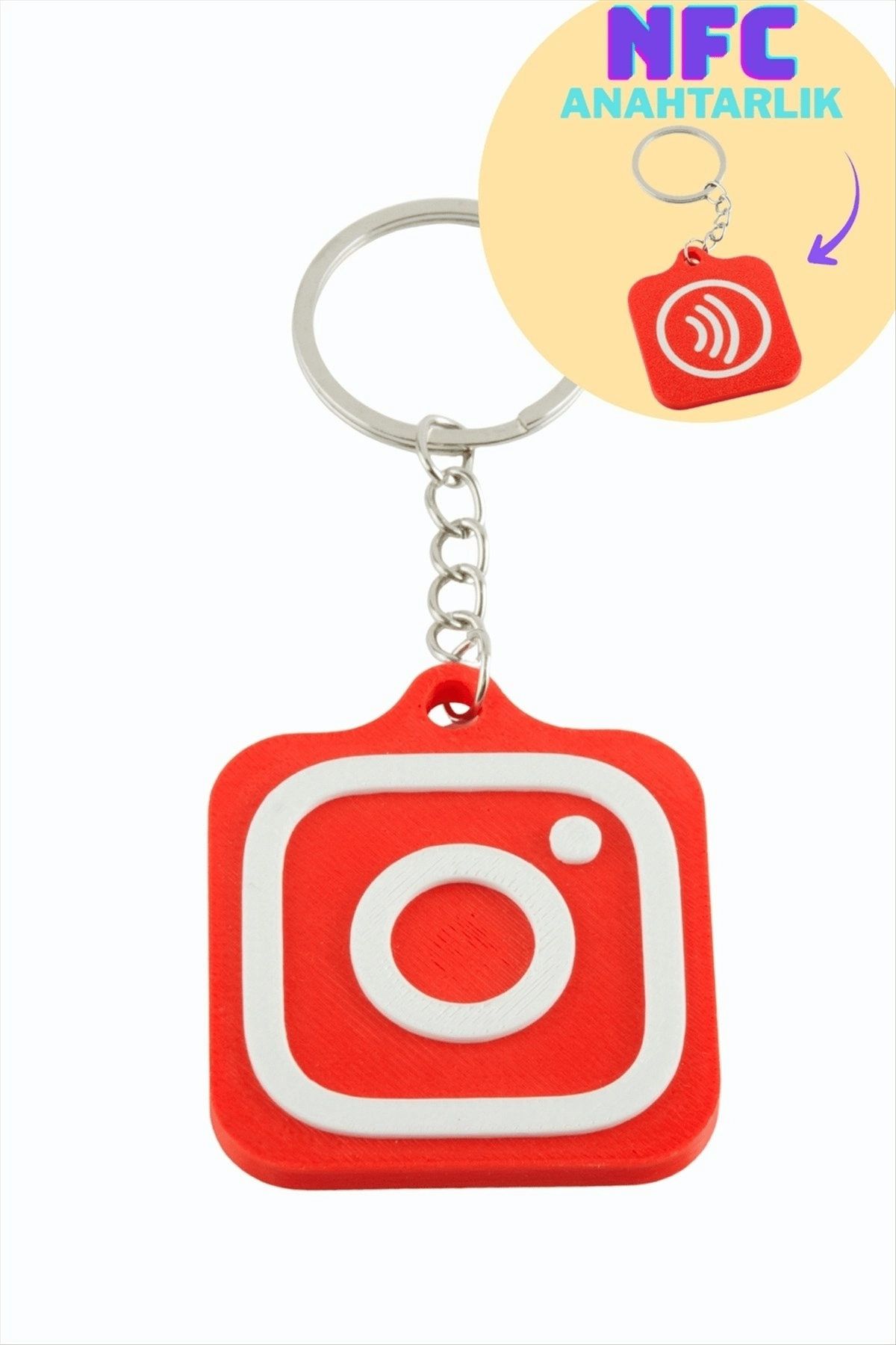 InstagramLogolu 3D Baskılı NFC Anahtarlık