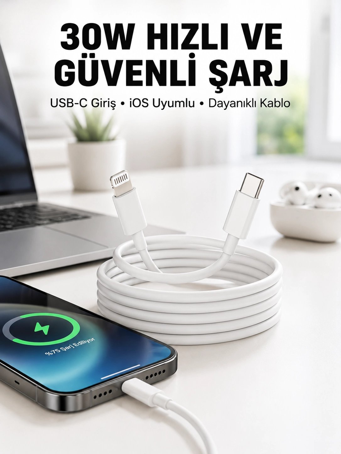 İOS Uyumlu 8 X Xs Xr 11 12 13 14/Pro Max Mini Plus Şarj Kablosu Yeni Nesil