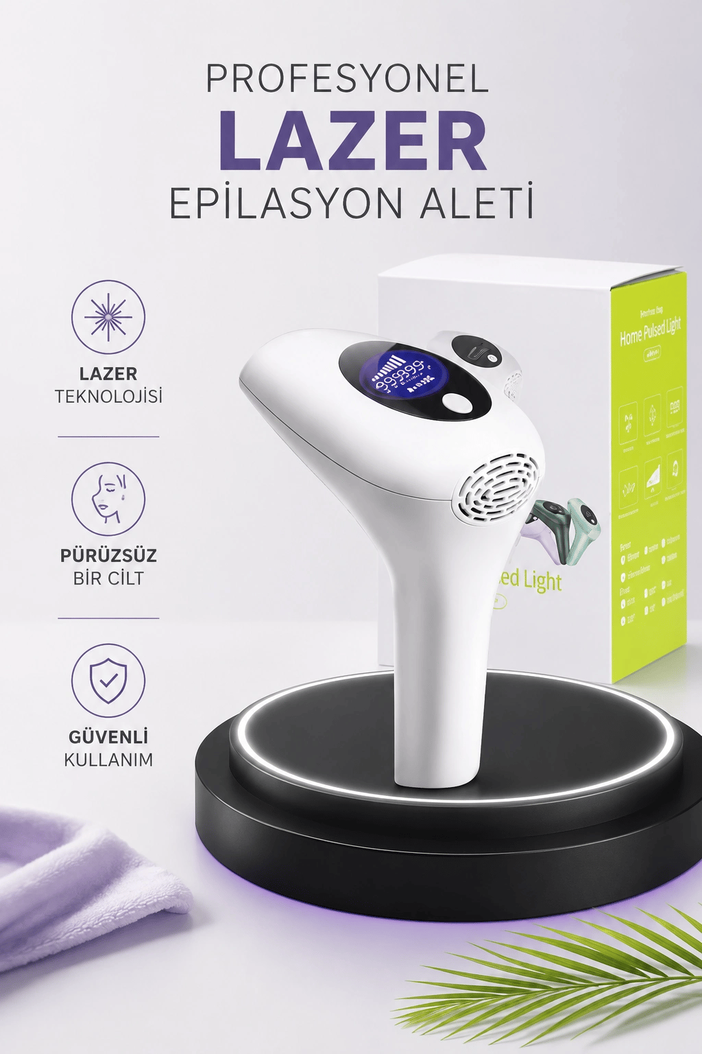 IPL Lazer Teknolojili Dijital Ekranlı Epilasyon Cihazı