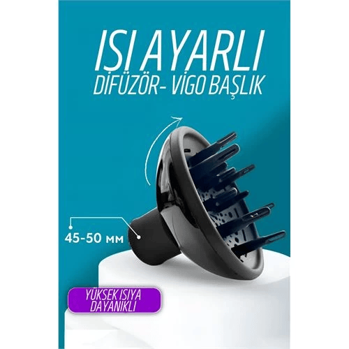 Isı Ayarlamalı Fön Için Difüzör Vigo Başlık Dönerli Profesyonel 721554