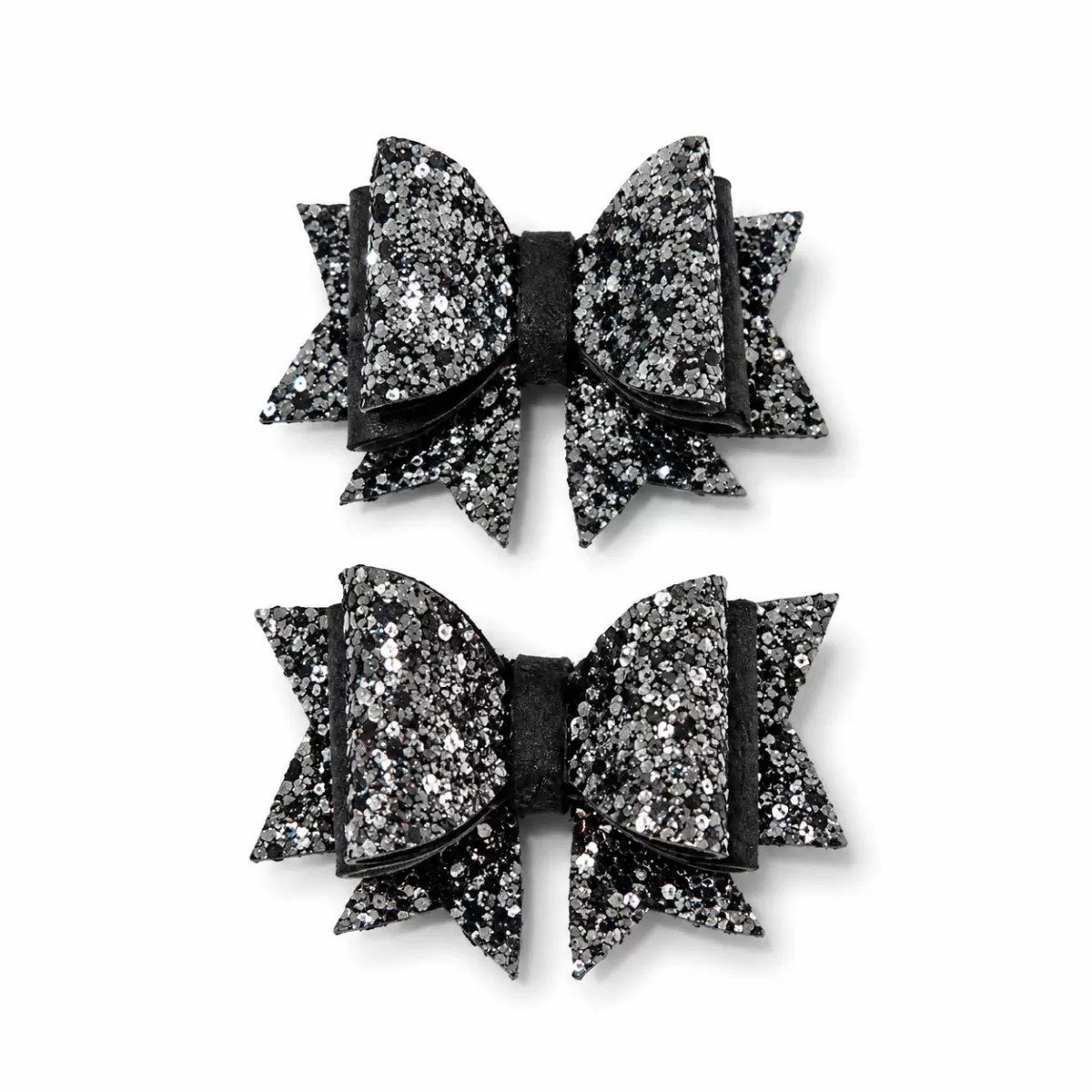 Işıltılı Glitter Tasarımlı Fiyonk Saç Tokası Gri Pullu