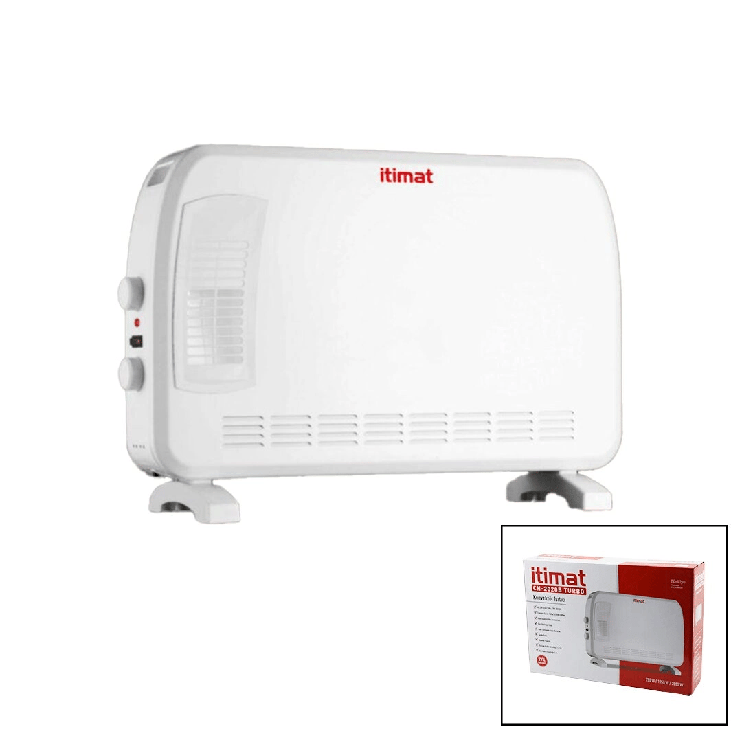 İtimat Ch-2020b Büyük Boy Konvektör Isıtıcı - Soba Elektrikli Turbo Isıtma 3-kademe Isı Ayarlanabilir Termostat=750-1250-2000w Bx40