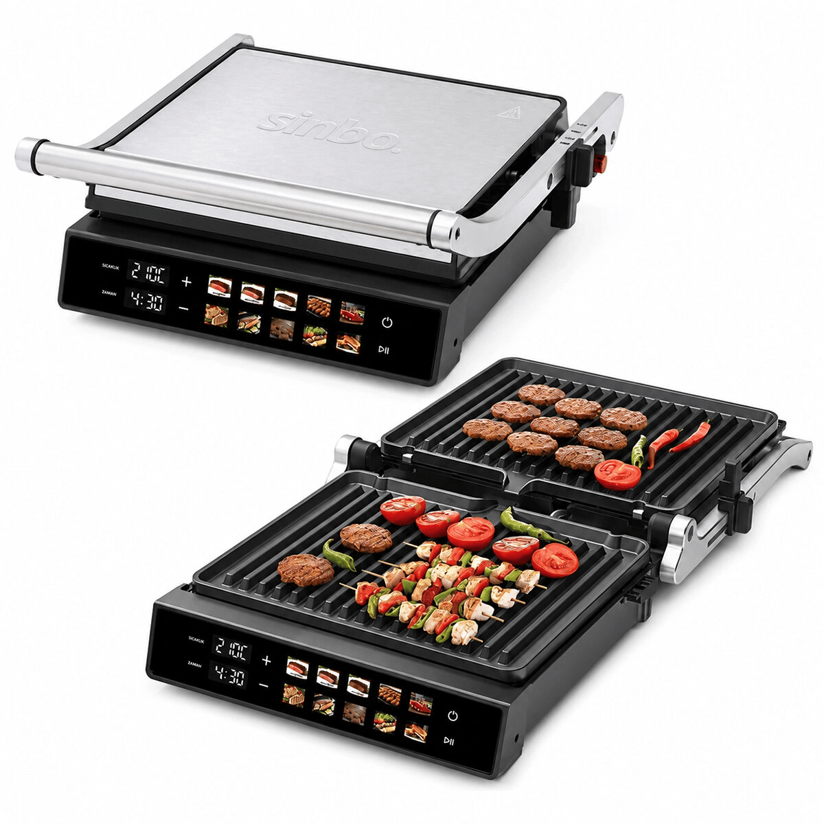 Izgara Ve Tost Makines İ 4 Dilim Yapışmaz Yüzey Dokunmatik Dijital Ekran - 2000w Ssm-2597 Bx40
