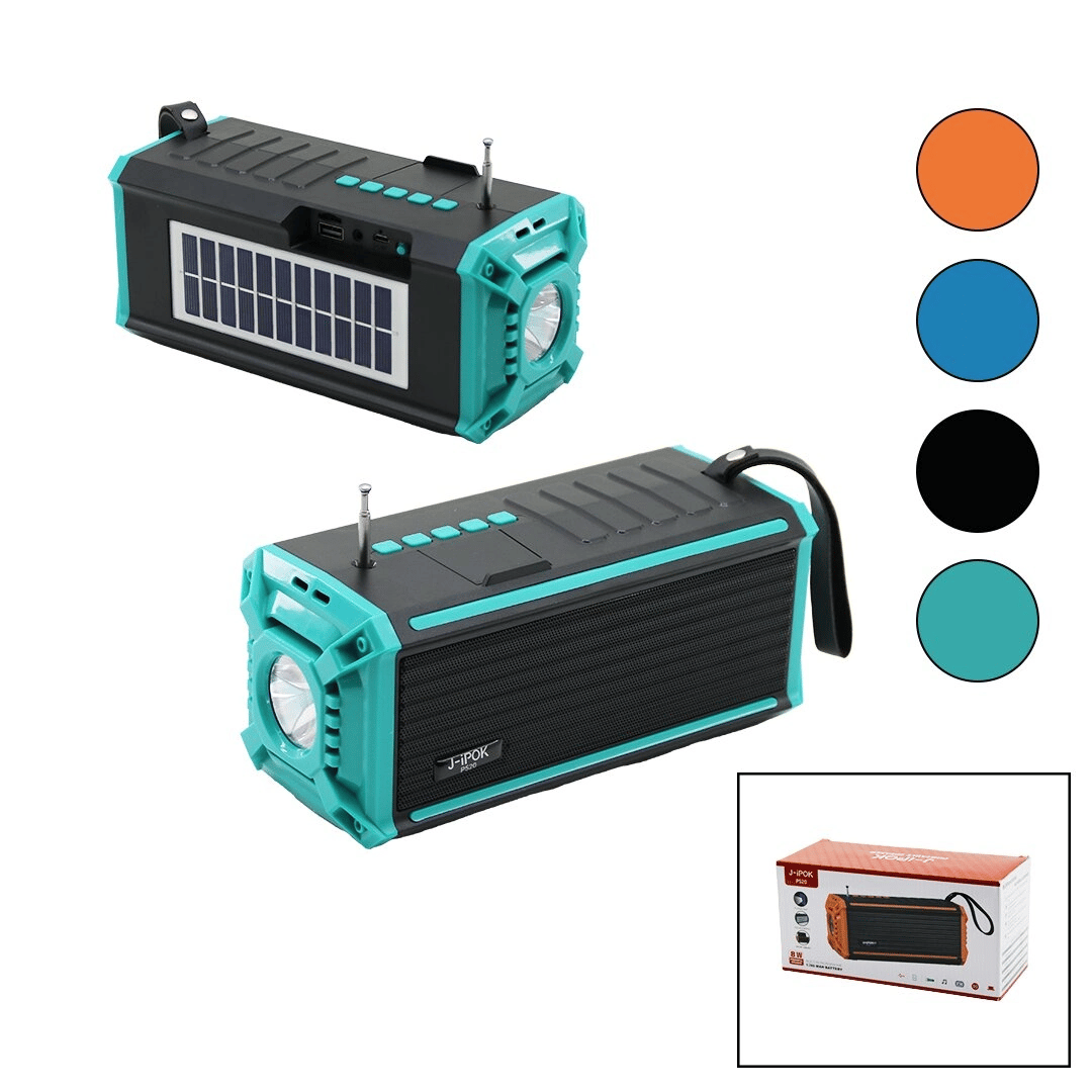 J-ipok P-520 Hasuba Hs-293 Fenerli Solar Panelli - Usb Şarjlı Bluetooth Fm Radyo Mp3 Usb - Tf Player 8w Bx40