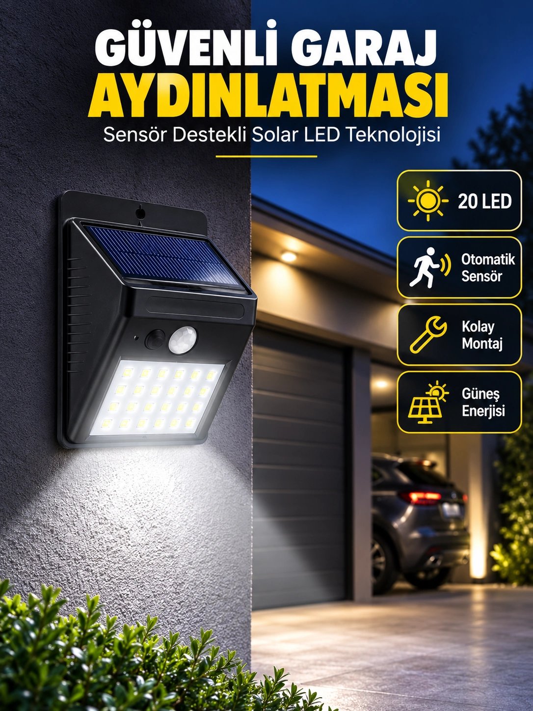 Kablo Gerektirmeyen Solar LED Bahçe ve Veranda Işığı Yeni Nesil