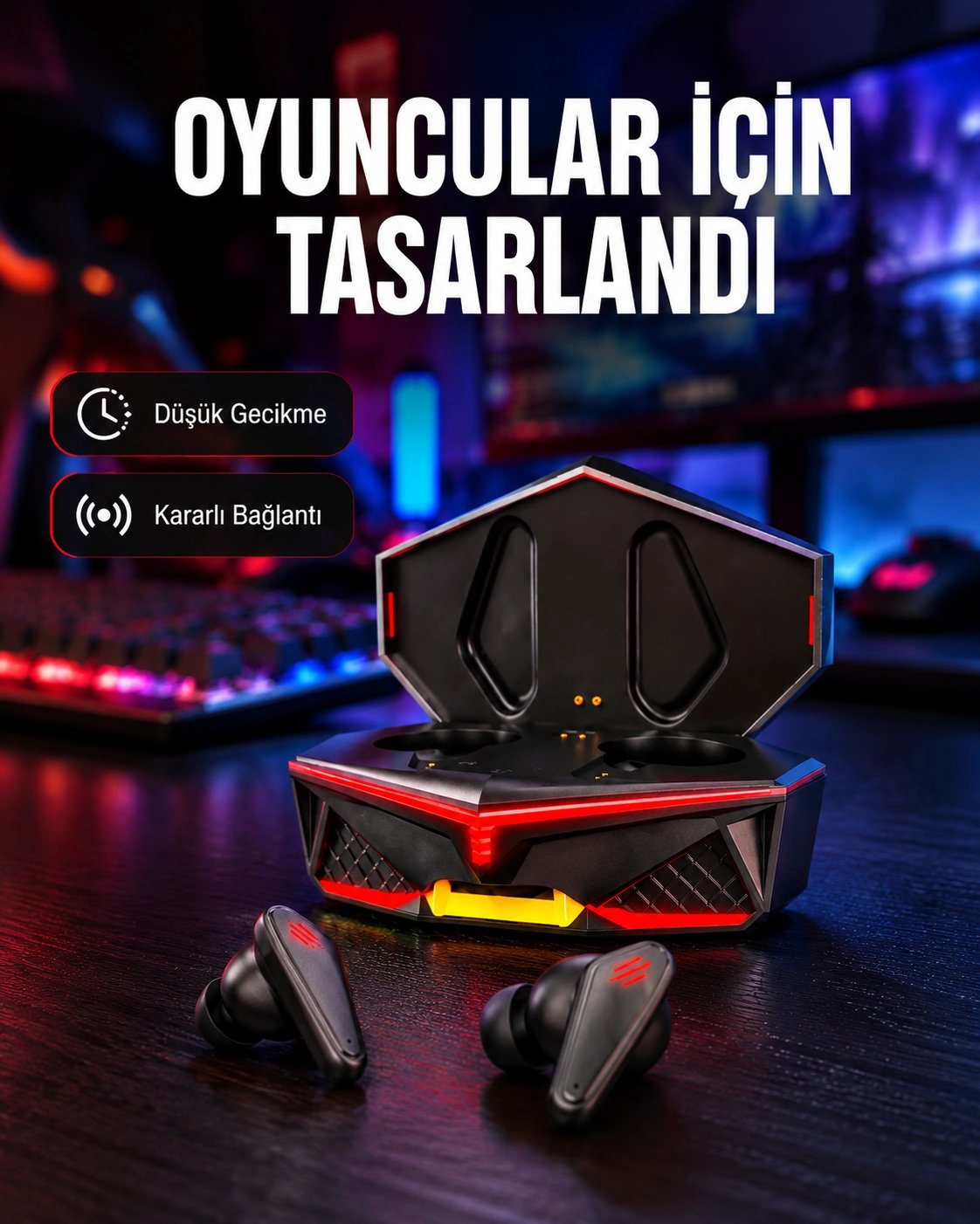 Kablosuz Bluetooth Gaming Kulaklık Suya Dayanıklı Yeni Nesil
