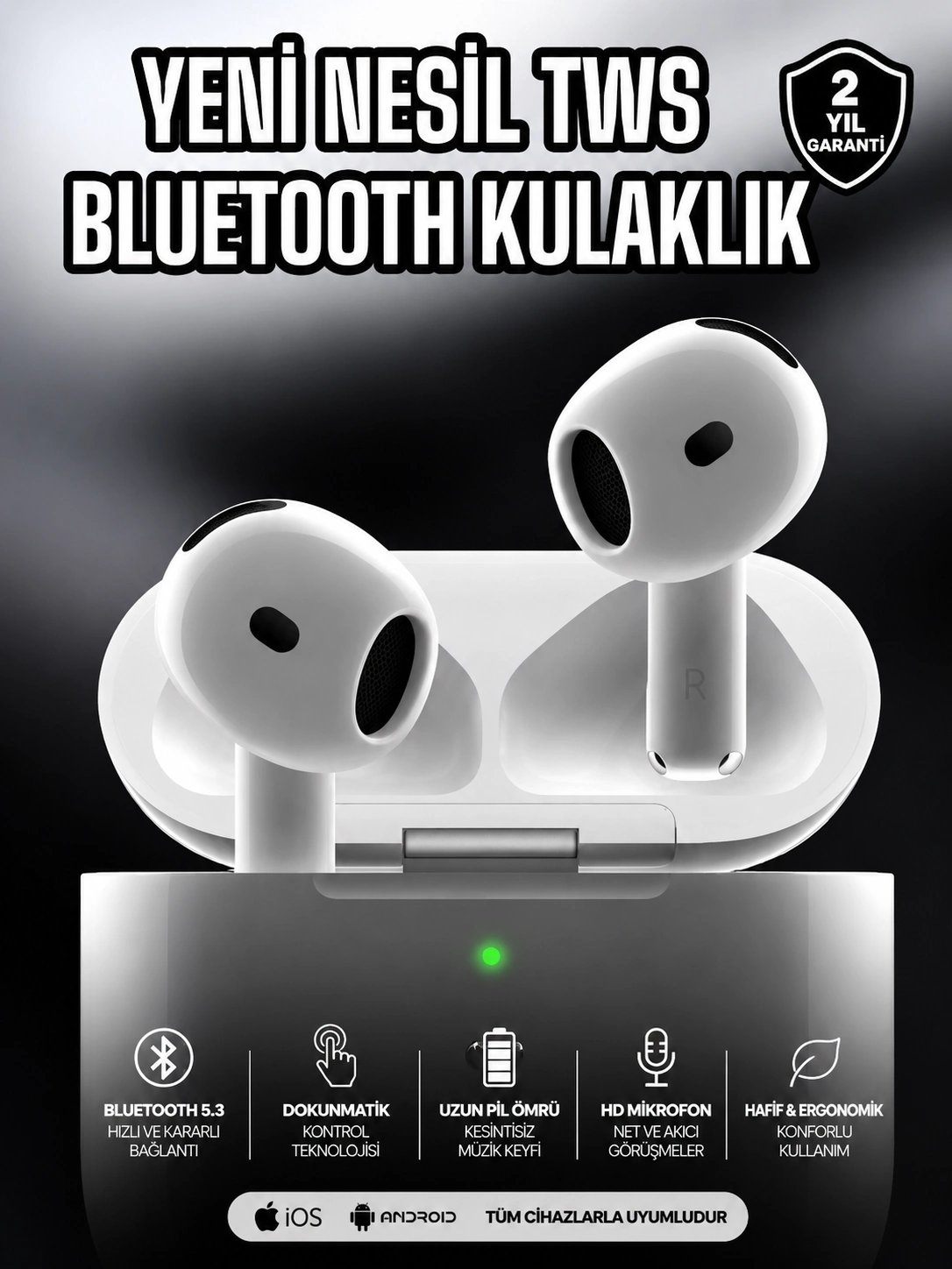 Kablosuz Bluetooth Kulaklık TWS ANC Özelliği Yüksek Ses Kaliteli