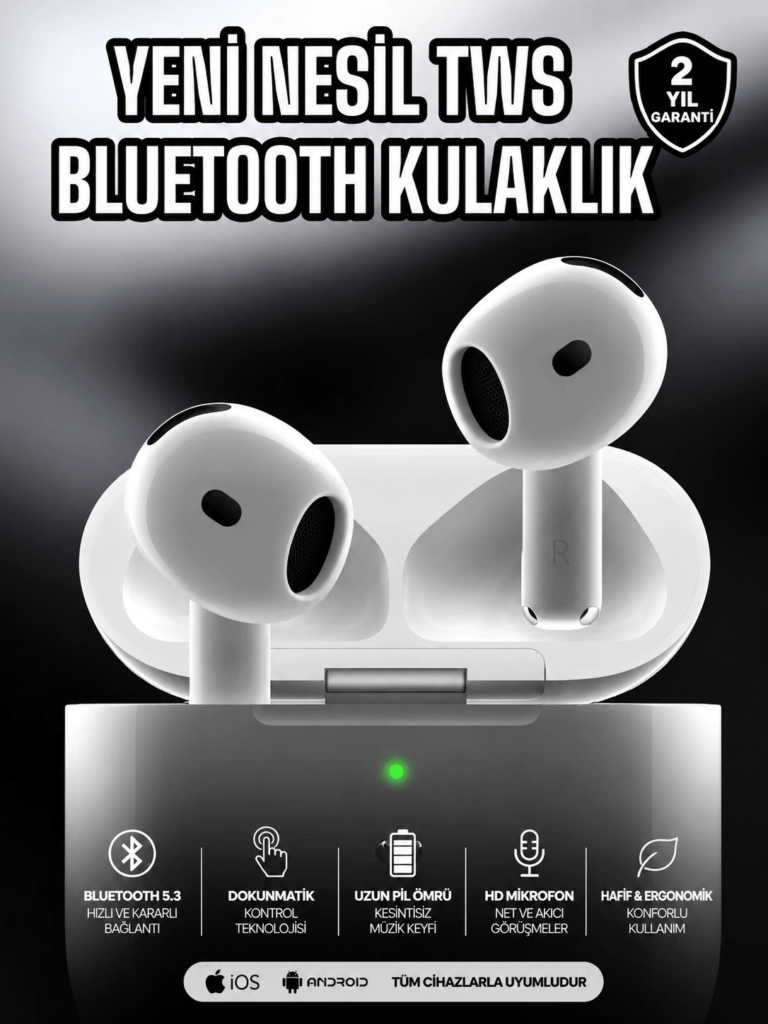 Kablosuz Bluetooth Kulaklık TWS ANC Özelliği Yüksek Ses Kaliteli