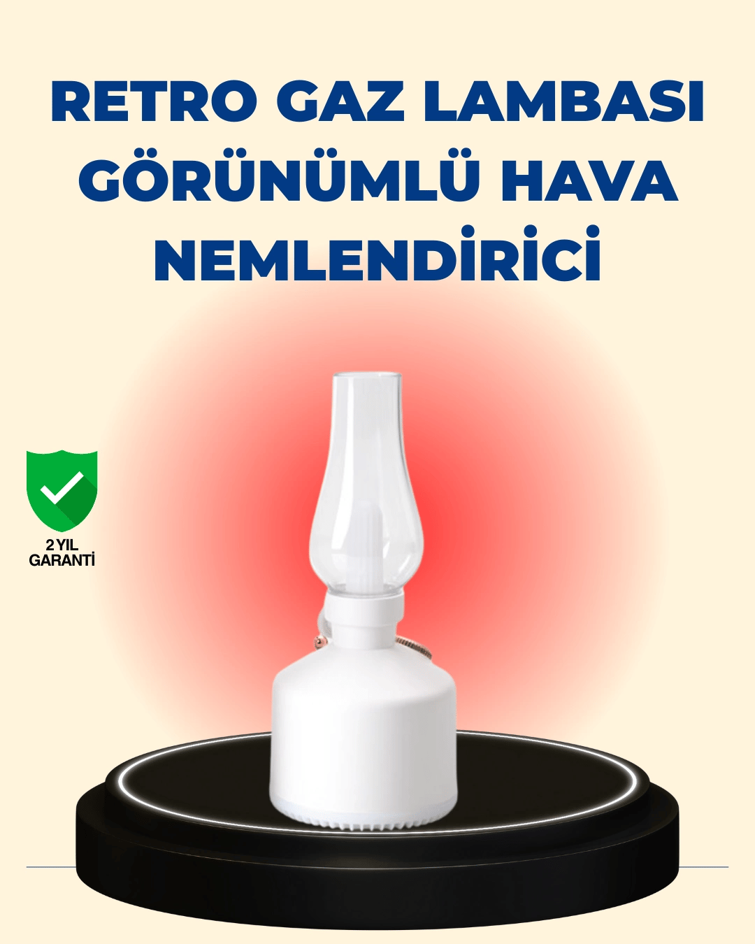 Kablosuz Retro Buhar Makinesi Gaz Lambası Tasarım Ledli Difüzör