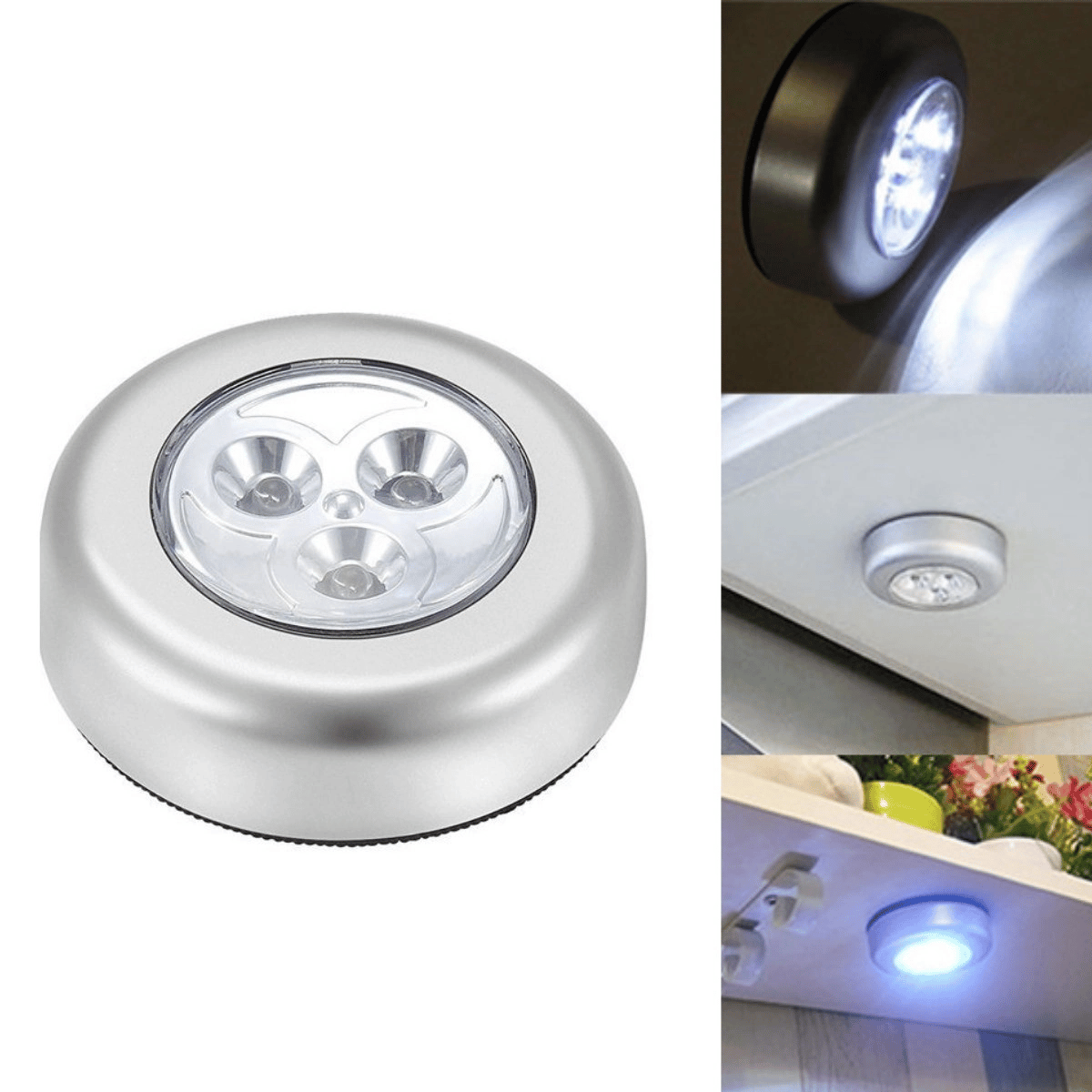 Kablosuz Spot Pilli Dokunmatik Led Lamba 3 Ledli Dolap Lambası Bx40