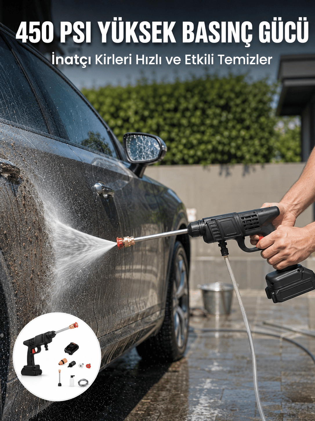 Kablosuz Taşınabilir Basınçlı Yıkama Tabancası Köpük Şişeli