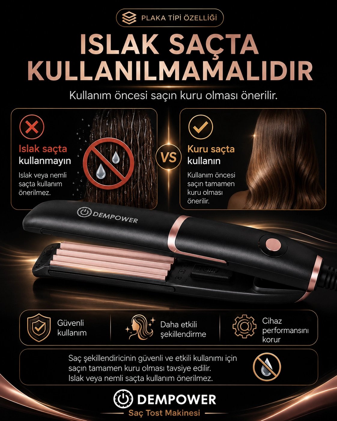 Kadınlar İçin Dalgalı ve Hacimli Görünüm Sağlayan Profesyonel Saç Tost Şekillendirme Makinesi
