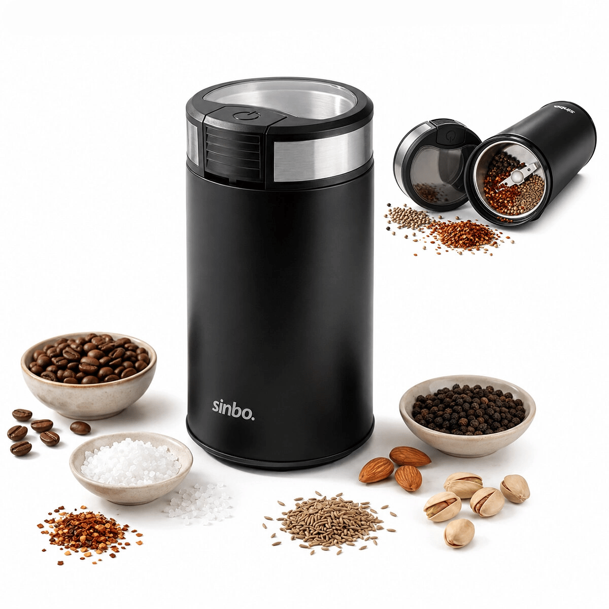 Kahve - Baharat Öğütücü Makine 2 Bıçaklı Çelik Öğütme Haznesi 50gr Öğütme Ac Motor=200w Scm-9044 Bx40