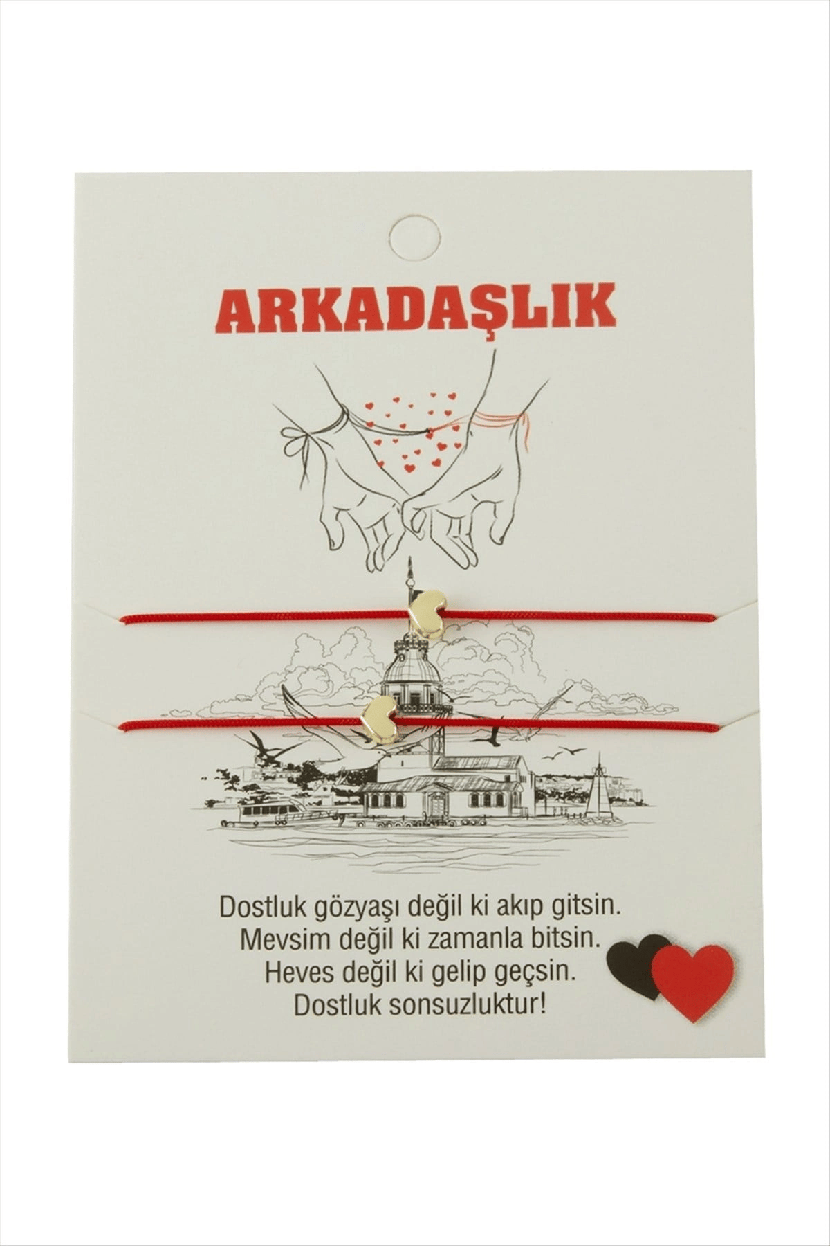 Kalp Arkadaşlık İp Bileklik 2 Adet