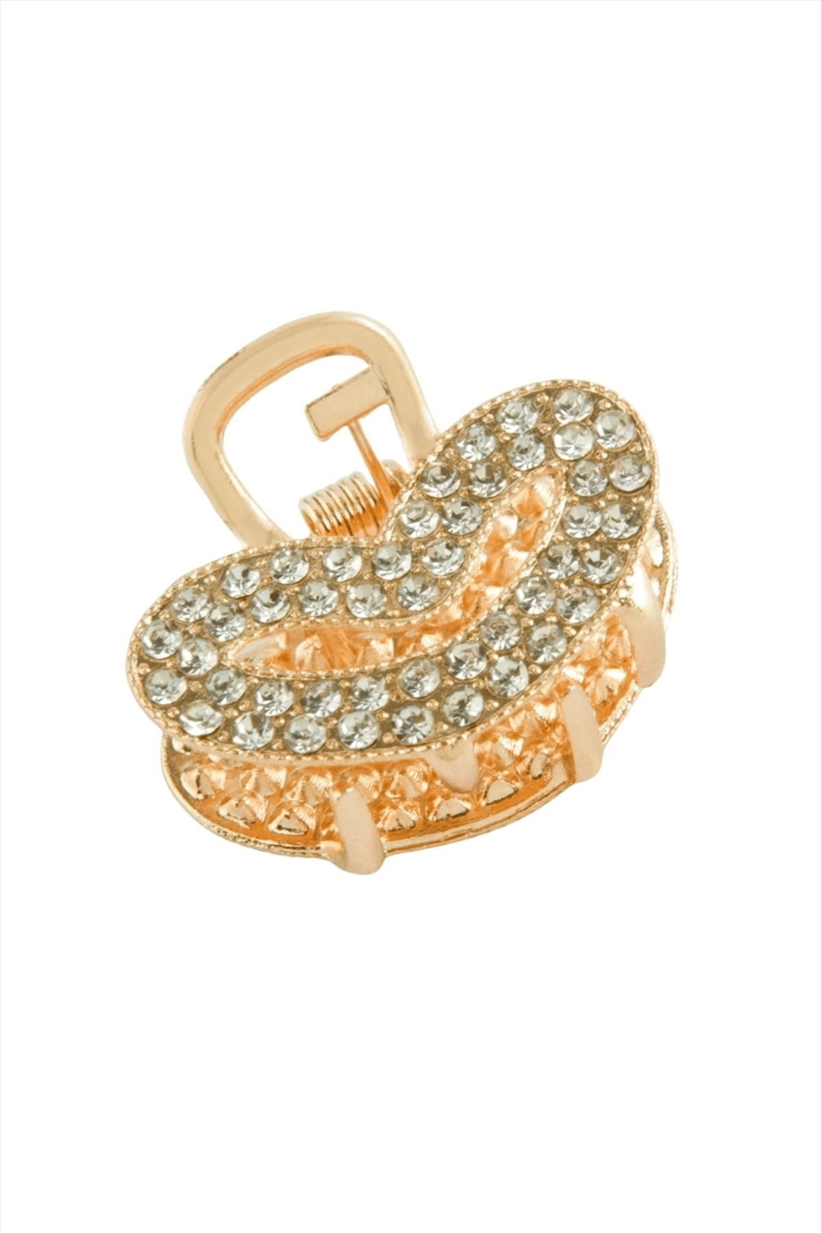 Kalp Taşlı Minik Metal Mandal Toka 2,5 cm