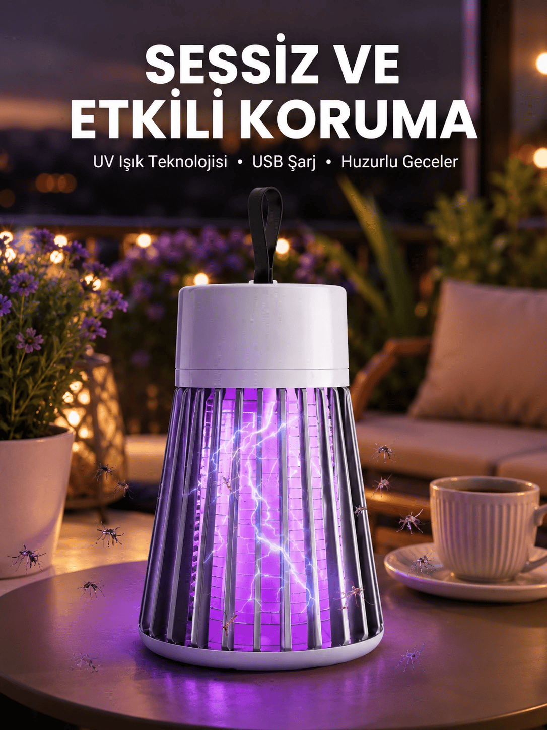 Kamp ve Bahçe İçin Şarjlı Böcek Kovucu Lamba