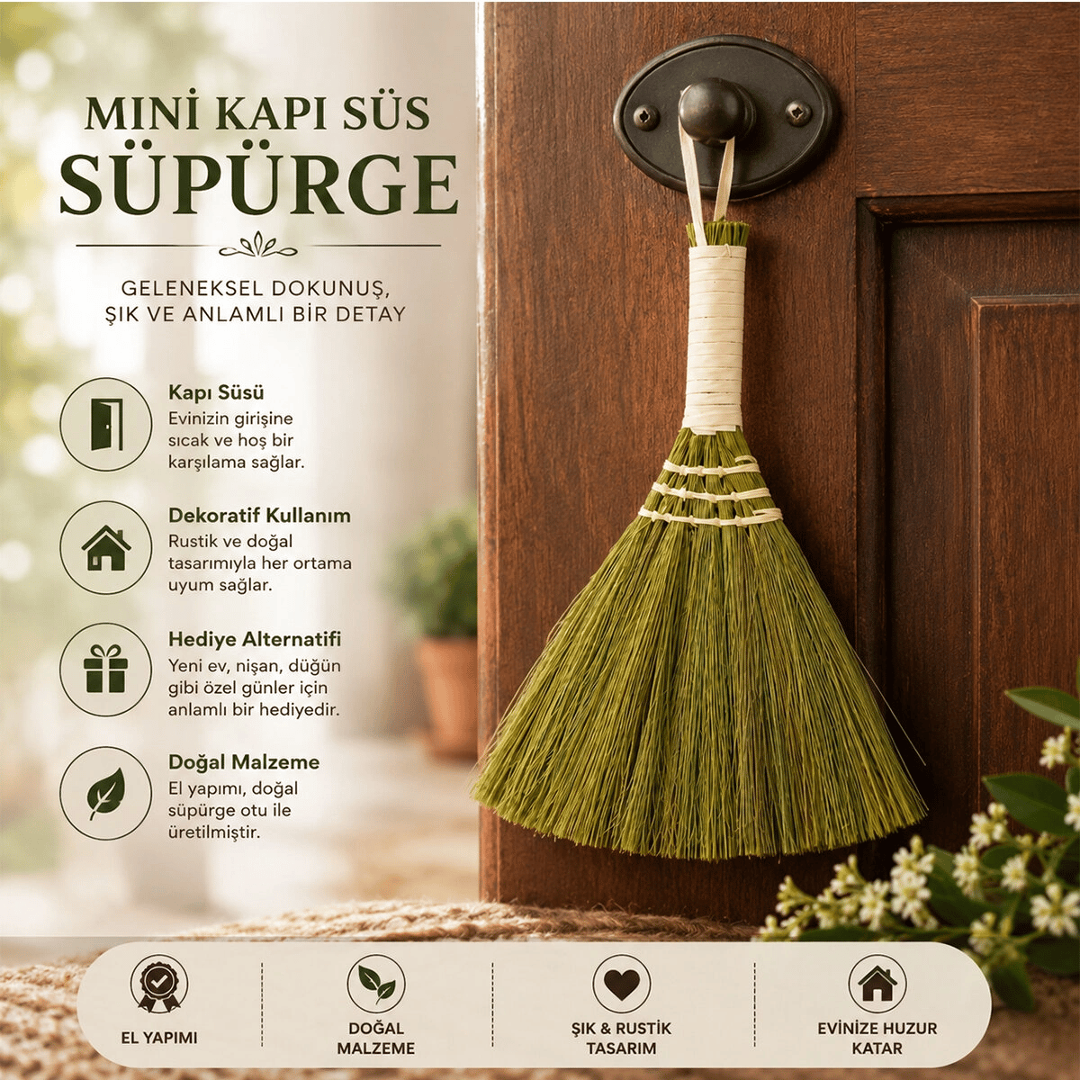 Kapı Süs - Süpürge Hasır Saplı Bx40