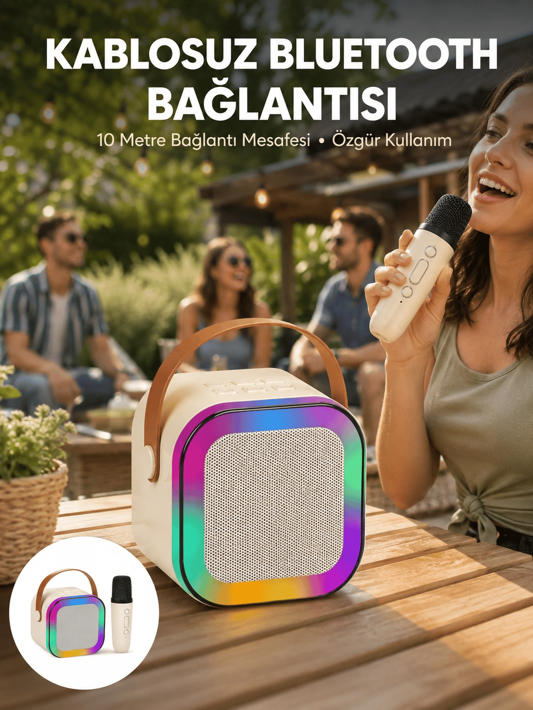 Karaoke Mikrofon Hoparlör Seti 6 Saat Kullanım Süresi Yeni Nesil
