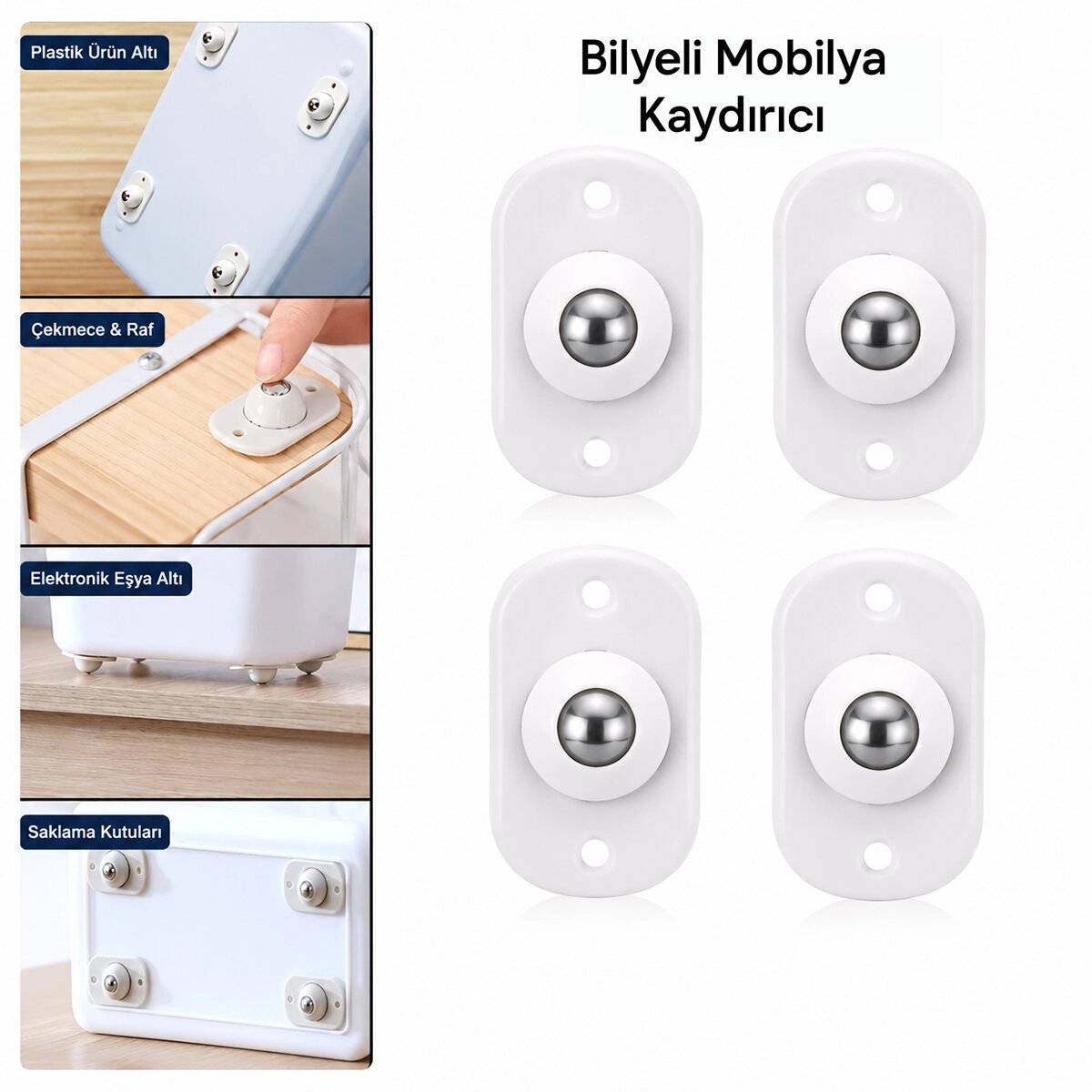 Kartelalı 4pcs Tek Bilya Tekerlekli Mobilya Eşya Taşıma Aparatı 360° 8kg Taşıma Kapasite Bx40