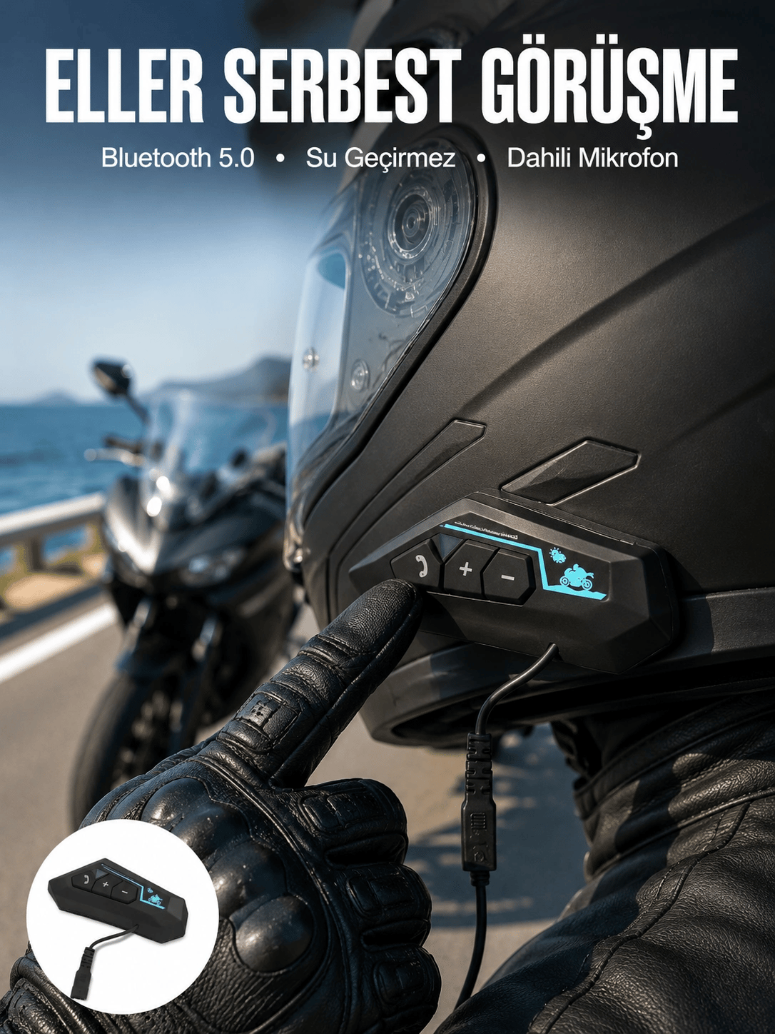 Kask Kulaklığı Motosiklet Intercom Interkom Dinleme Konuşma Özellikli Su Geçirmez