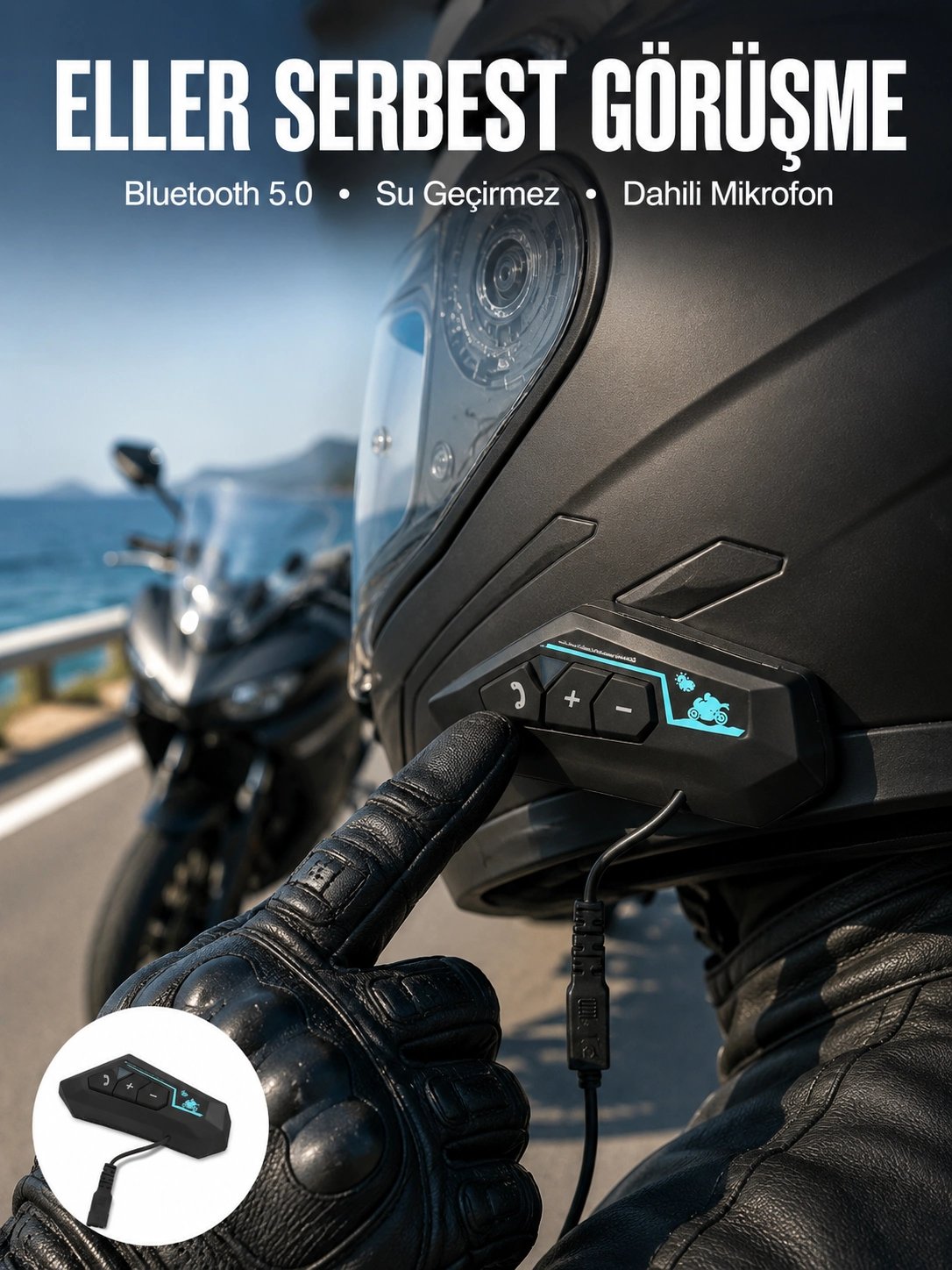 Kask Kulaklığı Motosiklet Intercom Interkom Dinleme Konuşma Özellikli Su Geçirmez