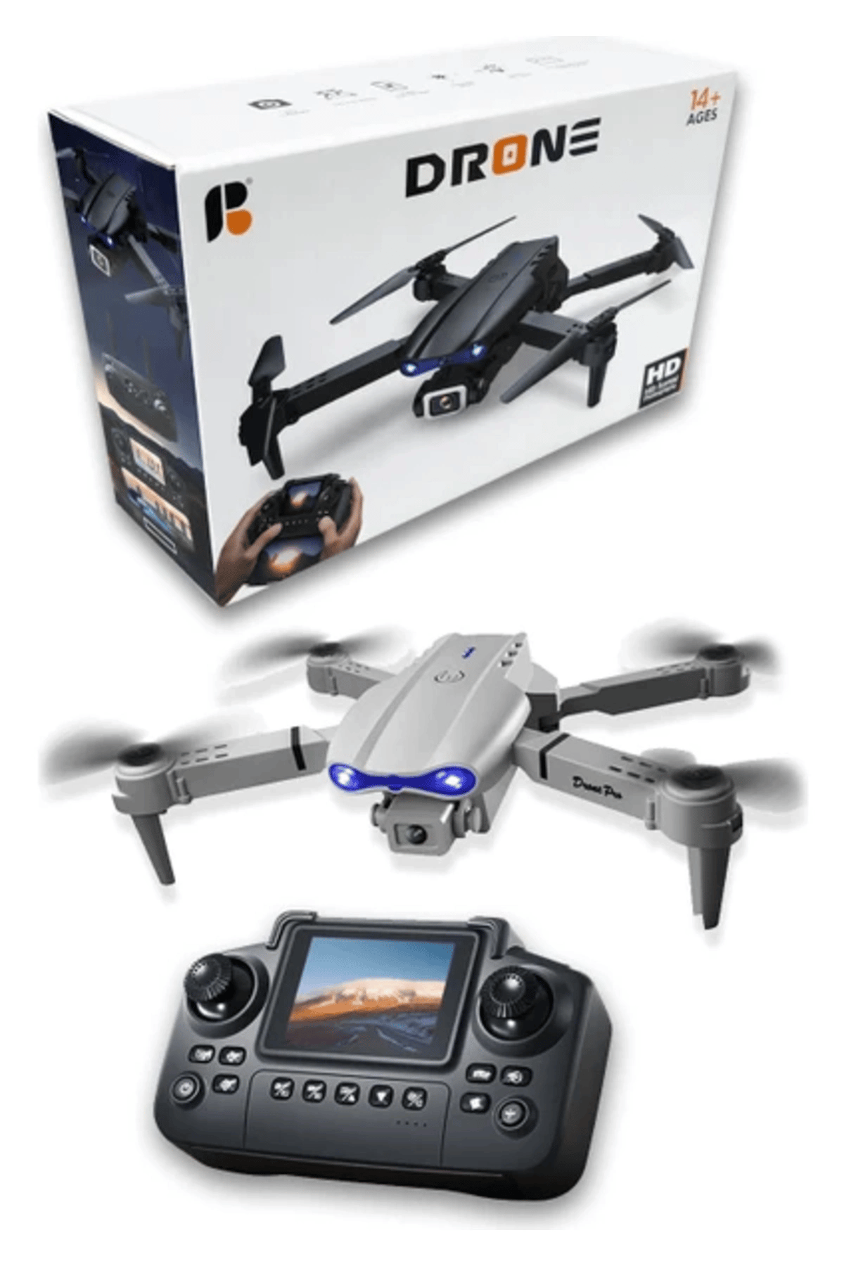 Katlanabilir Wifi FPV Kameralı Mini Drone, 720P HD Canlı Görüntü Aktarımı, Gri Renk