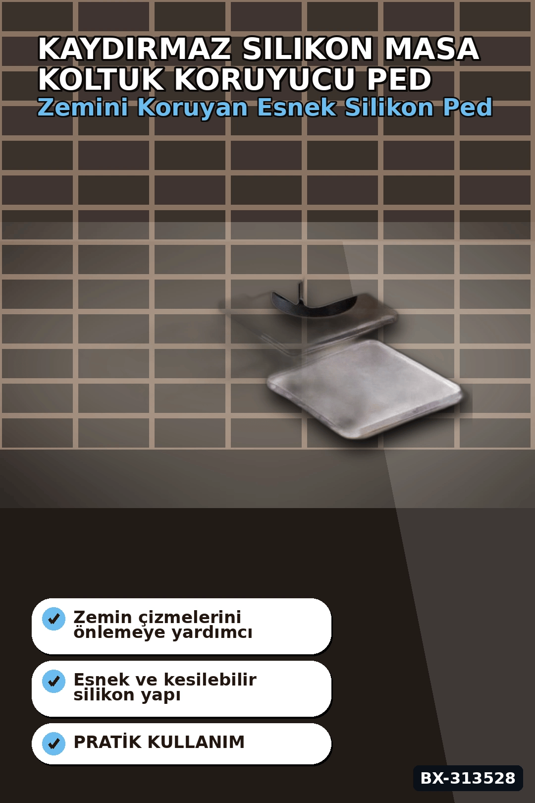 Kaydırmaz Silikon Masa Koltuk Koruyucu Ped 4 Adet Mobilya Beyaz Eşya İçin BX-313528