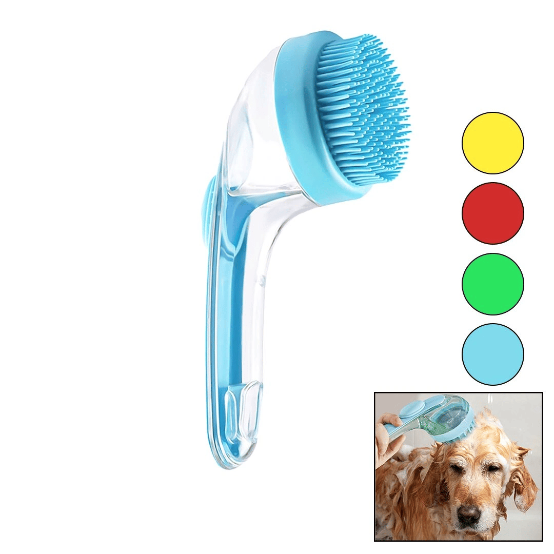 Kedi - Köpek - Evcil Hayvan Yıkamafırçası Silikon Şampuan Hazneli=mika Kristalplastik Sap Bx40