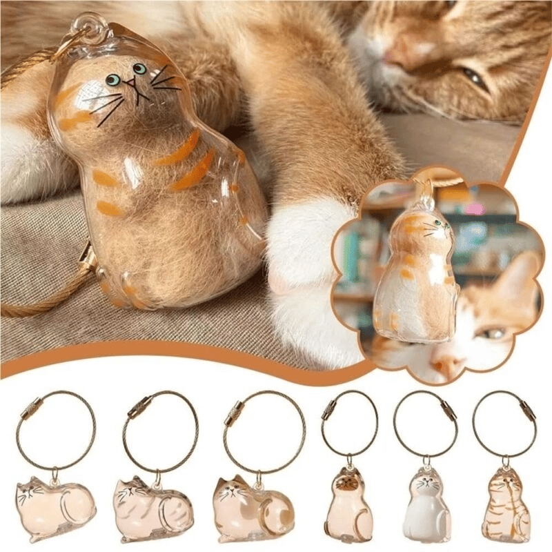 Kedi Şeffaf Anı Anahtarlığı - Kedi Figürlü - Karışık Model