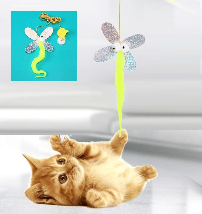 Kelebek Model Elastik Kendinden Yapışkanlı Kedi Oyun Oltası Bx40