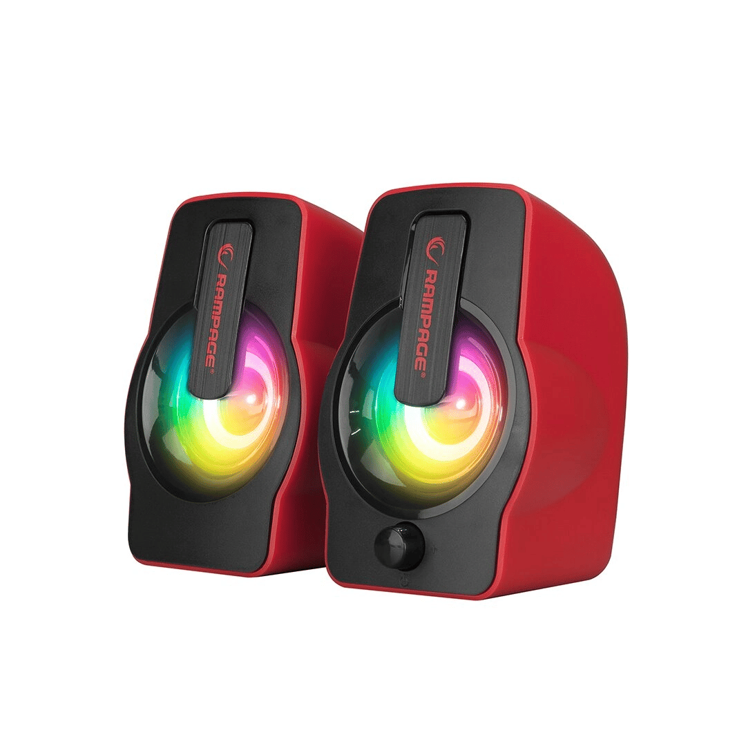 Kırmızı - Rgb Işıklı 1+1 Hoparlör Speakaer Set Usb Kablo 2.0 Multimedya - 6w Bx40