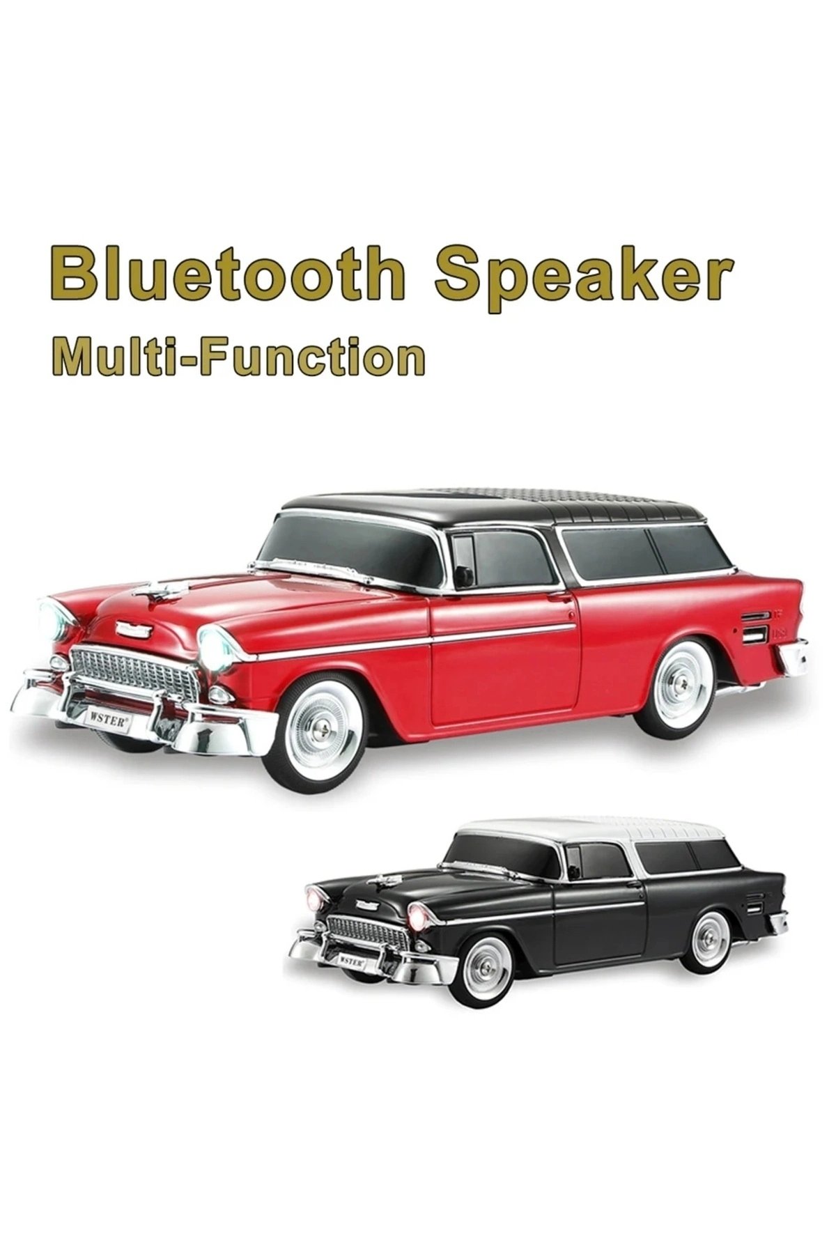Kırmızı bluetooth hoparlör 10 watt FM radyo SD kart USB destekli nostaljik araba tasarım