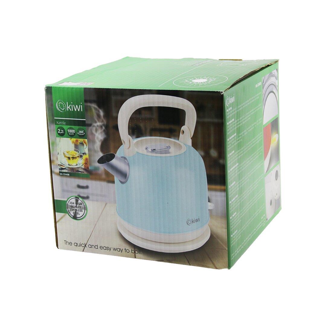 KİWİ KK-3340B MAVİ NOSTALJİ DEMLİK MODELÇELİK KETTLE SU ISITICI 2.2LT 1800W PASLANMAZ ÇELİK GÖVDE- GİZLİ RESİZTANS (3936)