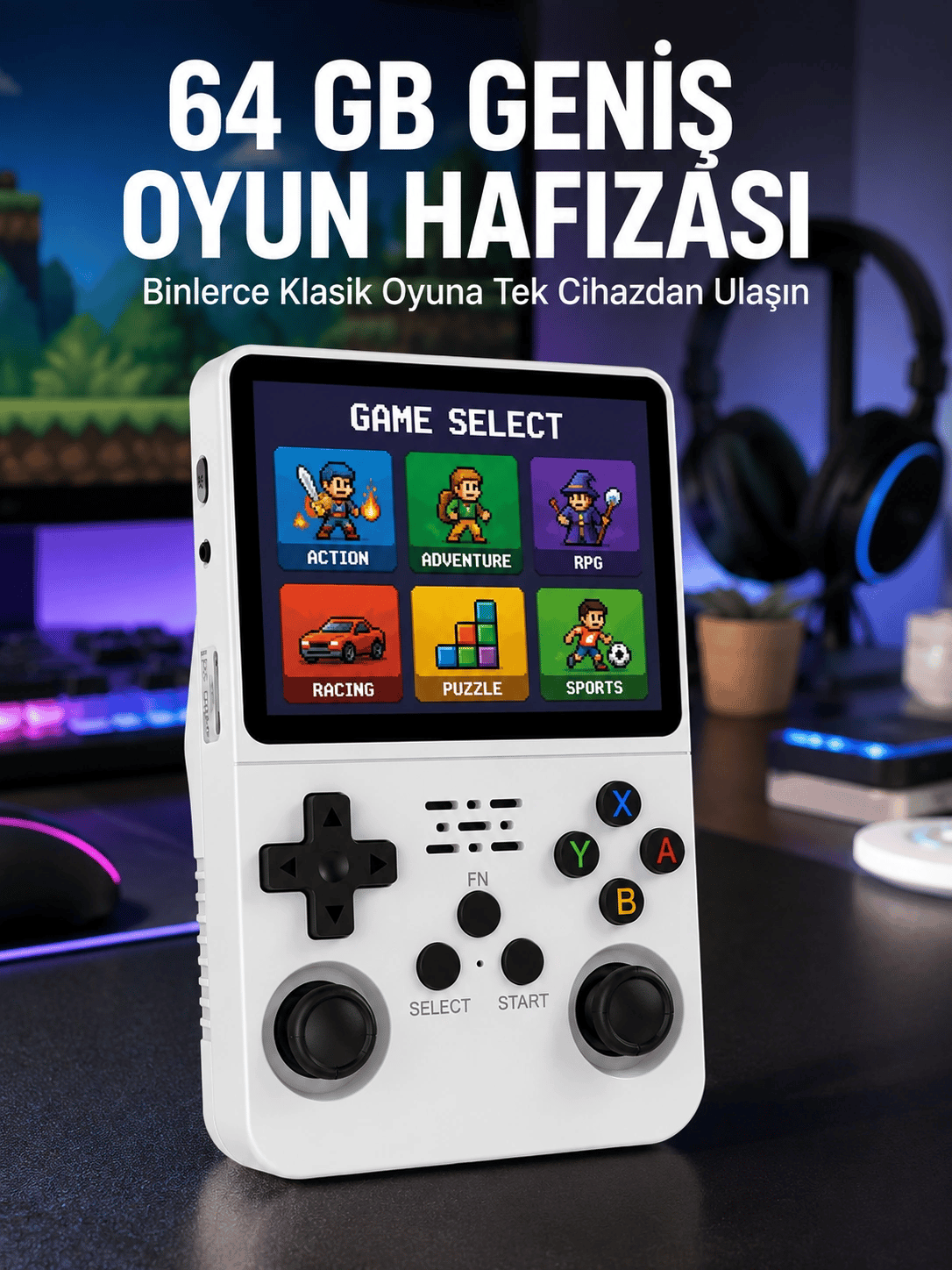Klasik Oyun Konsolu 64 Bit İşlemci ve Çift Kart Girişi Özellikli Yeni Nesil